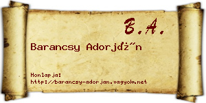 Barancsy Adorján névjegykártya